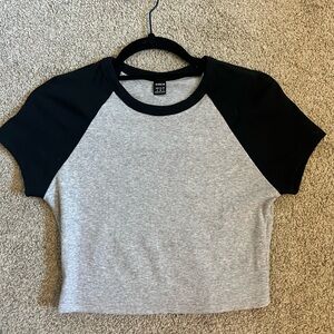 Black and Gray Baby Tee Size Medium